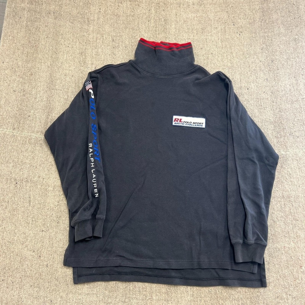 Vintage Polo Sport Arctic Challenge Long Sleeve Shirt Mens XL Black 2000s